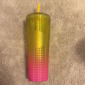Starbucks yellow pink ombré cup